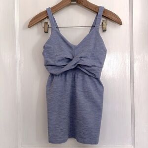 ATHLETA Periwinkle Blueish Purple Heather Twisted Knot Tank Top w/ Built in Bra